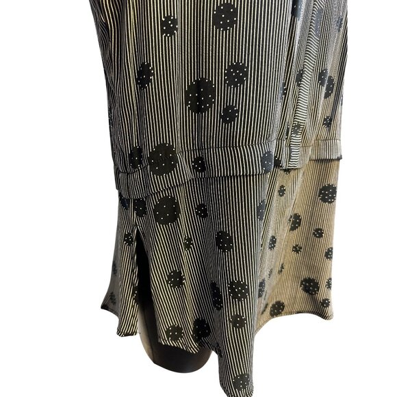 Hilton Hollis Black & White Striped Long Sleeve Blouse w/Abstract Dot Pattern - Picture 5 of 10